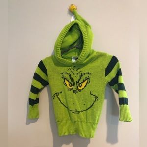 Baby “Ugly Christmas” The Grinch Green Striped Hooded Sweater